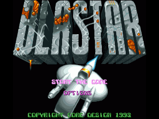 Blastar title screen for Amiga